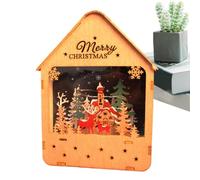 XIAOXIAOYU Case di Natale illuminate,Case di Natale illuminate in legno | Luce notturna della cabina della casa di vacanza - Decorazioni incandescenti intagliate per ufficio di casa per la decorazione