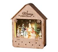 XIAOXIAOYU Case di Natale illuminate,Case di Natale illuminate in legno - Ornamento di capanne di legno di casa - Lampada da notte rustica e unica in tronchi per decorazioni interne