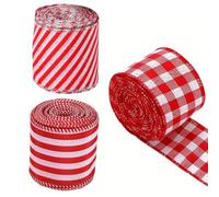 XIAOXIAOYU Nastro di Natale cablato, nastro di Natale per corone - 3 rotoli di artigianato glitterato Natale | nastro di decorazione albero di Natale, nastro per imballaggio