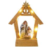 XIAOXIAOYU Set per presepe, statua della Sacra Famiglia,Set per presepe con decorazioni natalizie in resina - Presepe della Sacra Famiglia, decorazione per interni, presepe di Natale per scrivania,