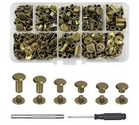 xiaoxiaozhijia 110 Pezzi di Rivetti per Cuoio,Set di Rivetti a Vite M5,Lunghezza delle viti 4/5/6/8/10/12 mm,Borchie per Cuoio per la Decorazione Della Pelle Fai da Te (Bronze)