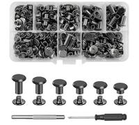 xiaoxiaozhijia 110 Pezzi di Rivetti per Cuoio,Set di Rivetti a Vite M5,Lunghezza delle viti 4/5/6/8/10/12 mm,Borchie per Cuoio per la Decorazione Della Pelle Fai da Te (Gunmetal)