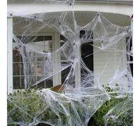xiaoxiaozhijia 150g Ragnatela di Halloween realistica con 40 Ragni - Decorazione di Halloween (Bianco 150 g + 40 Pezzi)