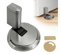 xiaoxiaozhijia Fermaporta da Pavimento Meccanico,Blocca Porta da Pavimento,Fermaporta meccanica regolabile senza foratura,Adatto per uffici e camere da letto, con retro adesivo (Argento)