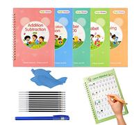 Xiaoxin Quaderno di Pratica Magica per Bambini, Set di Calligrafia Riutilizzabile da 5 Pezzi con Ricarica Penna a Inchiostro Invisibile per Principianti, quaderno scanalato con Impugnatura a Matita