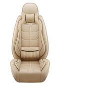 XIAOYANS Universali Coprisedili Auto Per SEAT Per Leon Per Arona Per Ateca Per Tarraco Per Ibiza Per Alhambra Accessori Coprisedile Auto Supporto Lombare 3D Pelle PU(A-Beige 5 Seat)