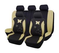 XIAOYANS Universali Coprisedili Auto Set Coprisedili Universali Per Auto Motivo Farfalla Ricamato Tessuto Traspirante Airmesh Tutte Stagioni Camion SUV Furgoni(Beige)