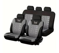 XIAOYANS Universali Coprisedili Auto Set Di 9 Coprisedili Universali Per Auto Ricamo A Farfalla Rossa - Protegge Sedili Da Macchie Fuoriuscite Usura(Grey)