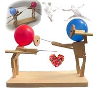 XIAOYIYI Balloon Bamboo Man Battle, Handmade Wooden Fencing Puppets, Burattini da Scherma in Legno Fatti A Mano, Gioco di Battaglia con Robot in Legno, Wooden Bots Battle Game for 2 Players