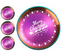 xiaoyu 4 pezzi Piatti natalizi in acciaio inossidabile, piatti rotondi in metallo, design unico con motivo natalizio, piatti da portata per uso alimentare da 8,07 pollici per cena, festa, campeggio