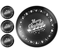 xiaoyu 4 pezzi Piatti natalizi in acciaio inossidabile, piatti rotondi in metallo, design unico con motivo natalizio, piatti da portata per uso alimentare da 8,07 pollici per cena, festa, campeggio