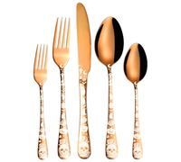 XIAOYU 5 pezzi set di posate Halloween teschio, set di posate in acciaio inox, set di posate cothic skeleton include forchetta coltello cucchiaio, perfetto per Halloween Pasqua e Natale, oro rosa