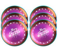 xiaoyu 6 pezzi Piatti natalizi in acciaio inossidabile, piatti rotondi in metallo, design unico con motivo natalizio, piatti da portata per uso alimentare da 8,07 pollici per cena, festa, campeggio