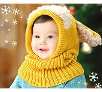 Xiaoyu bambino ragazze ragazzi ragazzi inverno cappello sciarpa di lana sciarpa cappuccio orecchio cappuccio sciarpe cappuccio teschio capsule, giallo