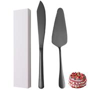 xiaoyu in acciaio inossidabile coltello e server per torte nuziali, torta set di taglio per nozze, feste, compleanni, doccia nuziale, anniversari, confezione da 2, nero