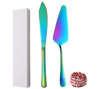 xiaoyu in acciaio inossidabile coltello e server per torte nuziali, torta set di taglio per nozze, feste, compleanni, doccia nuziale, anniversari, confezione da 2, arcobaleno