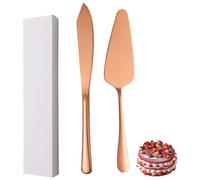 xiaoyu in acciaio inossidabile coltello e server per torte nuziali, torta set di taglio per nozze, feste, compleanni, doccia nuziale, anniversari, confezione da 2, oro rosa