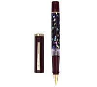 xiaoyu Jinhao 58 penna stilografica, unico design inlay conchiglia di mare, finitura in oro con convertitore di inchiostro, pennino in iridio extra fine (0,38 mm), rosso scuro (conchiglia nera)
