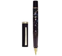 xiaoyu Jinhao 58 penna stilografica, unico design inlay conchiglia di mare, finitura in oro con convertitore di inchiostro, pennino in iridio extra fine (0,38 mm), nero opaco (conchiglia nera)