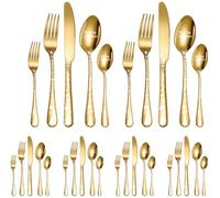 XIAOYU Set di posate natalizie da 30 pezzi composto da 12 forchette, 12 cucchiai, 6 coltelli Set di posate in acciaio inossidabile, set di posate con motivo albero di Natale decorativo unico