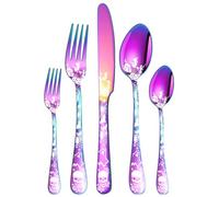 XIAOYU Set di posate scheletro a tema Halloween da 5 pezzi, set di posate gotiche con teschio include coltello forchetta e cucchiaio, posate in acciaio inossidabile per Halloween, Pasqua e Natale