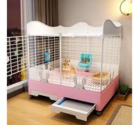 XIAOZHUANGXIONG Gabbia per Conigli da Interno Rosa, con Deflettore e Recinzione Rialzati, Facile da Pulire e Installare, Grande capacità, Disponibile in Giallo e Rosa (Color : Pink)