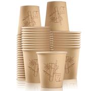 XIAQICA 100 Pezzi Addensare Bicchiere di Carta 240ml Biodegradabili e Compostabile Bicchieri per Feste Marrone Bicchierini Caffè per Bevande Fredde Riutilizzabile Bicchierini Caffe Carta