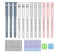 XIAQICA 12 Pezzi Penne Animali Cancellabili 0,35mm Penne Gel Cancellabil Kawaii Cute Penne Cancellabili con 48 Mine Ricambio + 4 Gomme per Ufficio Casa Scuola Studenti Cancelleria