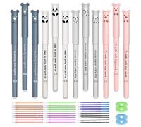 XIAQICA 12 Pezzi Penne Gel Cancellabil 0,35mm Penne Cancellabile Animali Kawaii Penne Cancellabili per Scuola Elementare con 40 Mine Ricambio + 4 Gomme Adatte per Schizzi Pittura Scrittura