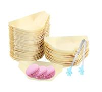 XIAQICA 120 Pezzi Barchette Finger Food legno 11,5 * 6,5cm Degradabile Finger Food Contenitori per Snack Dessert Antipasti Feste Compostabile