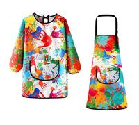 XIAQICA 2 Pezzi Grembiule Pittura Bambini Acquerelli camicetta con Tasche 7-11 Anni Grembiule Bambino Impermeabile Grembiuli Bambini Regolabile Grembiule Pittura per Graffiti Colorati, Scuola, Cucina