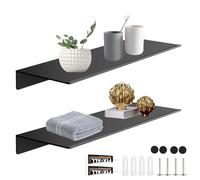 XIAQICA 2 Pezzi Mensola Nera da Muro, di Alluminio, Multifunzione Mensolina Moderne Scaffale da Parete per Bagno Cucina Salotto e Decorazione