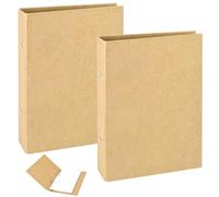 XIAQICA 2 Pezzi Raccoglitore ad Anelli A5 Carta Kraft Ricaricabile con 2 Anelli Cartella Porta Documenti A5 per Scuola Ufficio Fogli Sciolti Cartella a Fessura(23,5 x 17,5cm)