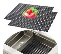 XIAQICA 2 Pezzi Tappetini Lavello Cucina 40 x 30cm Tappetino Lavandino Cucina PCV Tappetino Lavello Tagliabile con Foro Scarico Tappetino Antiscivolo per Proteggere Lavabo e Stoviglie(Nero)