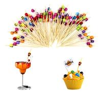 XIAQICA 200 Pezzi Halloween Cranio Stuzzicadenti Decorativi Bastoncini Cocktail 12 CM Spiedini Frutta Colore Forniture Feste Stecchini per Aperitivo per Festa Barbecue Antipasti Decorativi