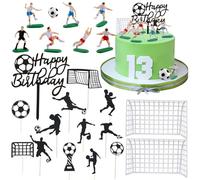 XIAQICA 23 Pezzi Decorazione Torta Calcio, Topper Per Torta Compleanno Football Thème Per Torte Buon Compleanno Calcio Per Uomo Ragazzi, Feste a Tema Calcio Cake Topper set