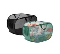 XIAQICA 2pz Cesto Portabiancheria 36 x 36 x 58 cm Pieghevole Cesto Della Biancheria Pop-up con Maniglia, Adatta per Viaggi, Campeggio ed Escursioni per Riporre i Vestiti Nero/Verde