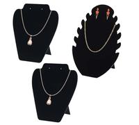 XIAQICA 3 Pezzi Espositore Collane in Velluto Nero Porta Collane Orecchini Gioielli Espositore Stand Busto + Forma di Fiamma Espositori per Gioielli Toeletta, Vetrinetta