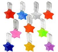 XIAQICA 30 Pezzi Ciondolo Riflettente Sicurezza con 1 Scatola Trasparente 10 Colori Riflettore a Stella PVC Riflettenti Stella Pendente Pendenti per Zaino Ciclismo Corsa Abbigliamento