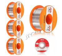 XIAQICA 4 Pezzi Filo Stagno Saldatura 50g Filo Saldatura Nucleo Colofonia con Treccia Dissaldante Adatto per Lavori di Saldatura DIY Riparazioni Elettriche (0,6/0,8/1 mm)