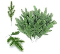 XIAQICA 60 Pezzi Rami Pino Artificiale Piante Verdi Rami Abete Impostore Rami Natale Artificiali Ghirlande di Pino Rami di Abete Sempreverdi per Fai Da Te Creare una Ghirlanda Natale