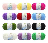 XIAQICA Cotone per Uncinetto 12 Colori x 50 g Lana Gomitoli, Acrylico Filo per Uncinetto, Gomitolo di Lana per DIY Uncinetto e Lavori a Maglia, per Principianti e Adulti