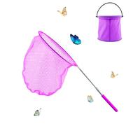 XIAQICA Retino da Pesca per Bambini, Telescopico Rete da Pesca, Rete per Farfalle, con 1 Secchio Pieghevole, per Bambini e Adulti Pesca Piscina Spiaggia Giochi All'aperto (Viola)