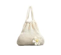 XIAQIQIFFF Borsa a Tracolla all'Uncinetto Fatta a Mano for Donna, Borsa da Viaggio Pieghevole e Leggera in Poliestere, Elegante e Pratica.(Beige)