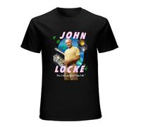 XIASHUN Lost - John Locke Summer Clothes Vintage Clothes Tops Mens Clothes Short Sleeve T-Shirt Black XL