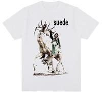 XIASHUN Suede Band Vintage 90S T-Shirt Cotton Men T Shirt Tee T-Shirt Mens Tops Unisex White L