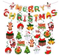 XIATIAN Striscioni di Natale, Banner di Stamina di Buon Natale, Bandierina Natale Striscioni di Natale, Decorazioni Natalizie Spirale da Appendere Soffitto, Spirali Turbinanti Decorazione Festa