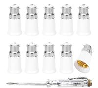 Xiatiaosann 10 Pezzi da B22 a E27 adattatore lampada presa convertitore lampadina base universale convertitore prolunga presa supporto baionetta a vite supporto convertitore con penna tester elettrico