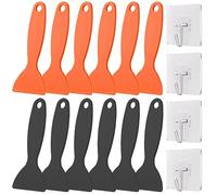 Xiatiaosann 12 Pezzi Raschietto per Rimozione Resina Plastica, Spatola Flessibile per Vernice Spatola per Stucco Strumento per Rimuovere Bolle d'Aria (Nero/Arancione) per Stampante 3D in Resina