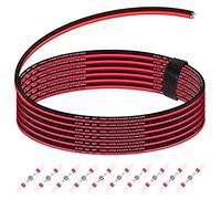 Xiatiaosann 22 Gauge Silicone Wire 22AWG 2 Conduttori 600V Rame Stagnato Intrecciato Cavo Elettrico Rosso e Nero 10m/33ft Cavo Parallelo Flessibile con 10 Pezzi Tubo Termorestringente